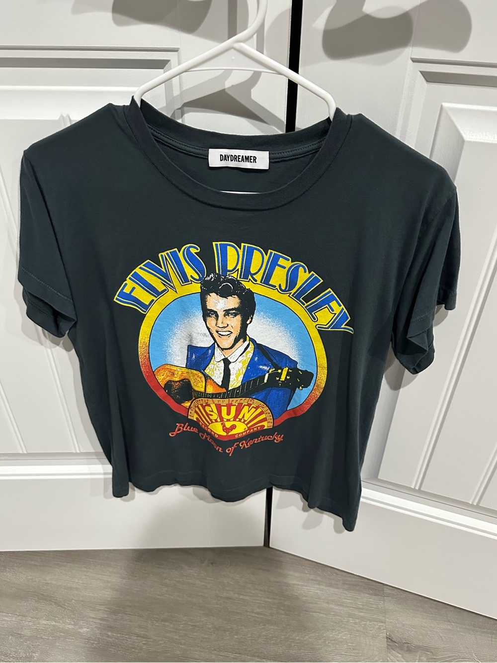 Daydreamer Black Elvis Presley Graphic Crop Tee